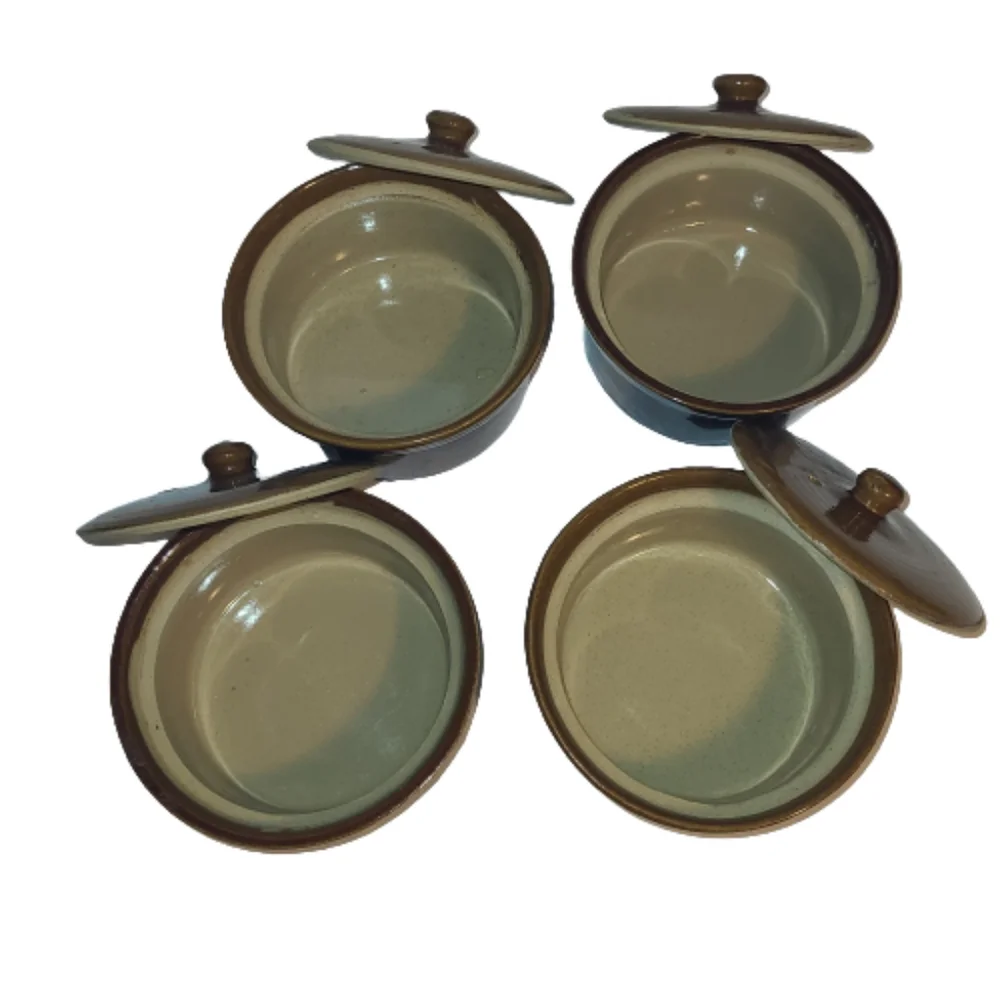 Pearson's of Chesterfield 1810 England Pottery Crock w/ Lid Set of 4